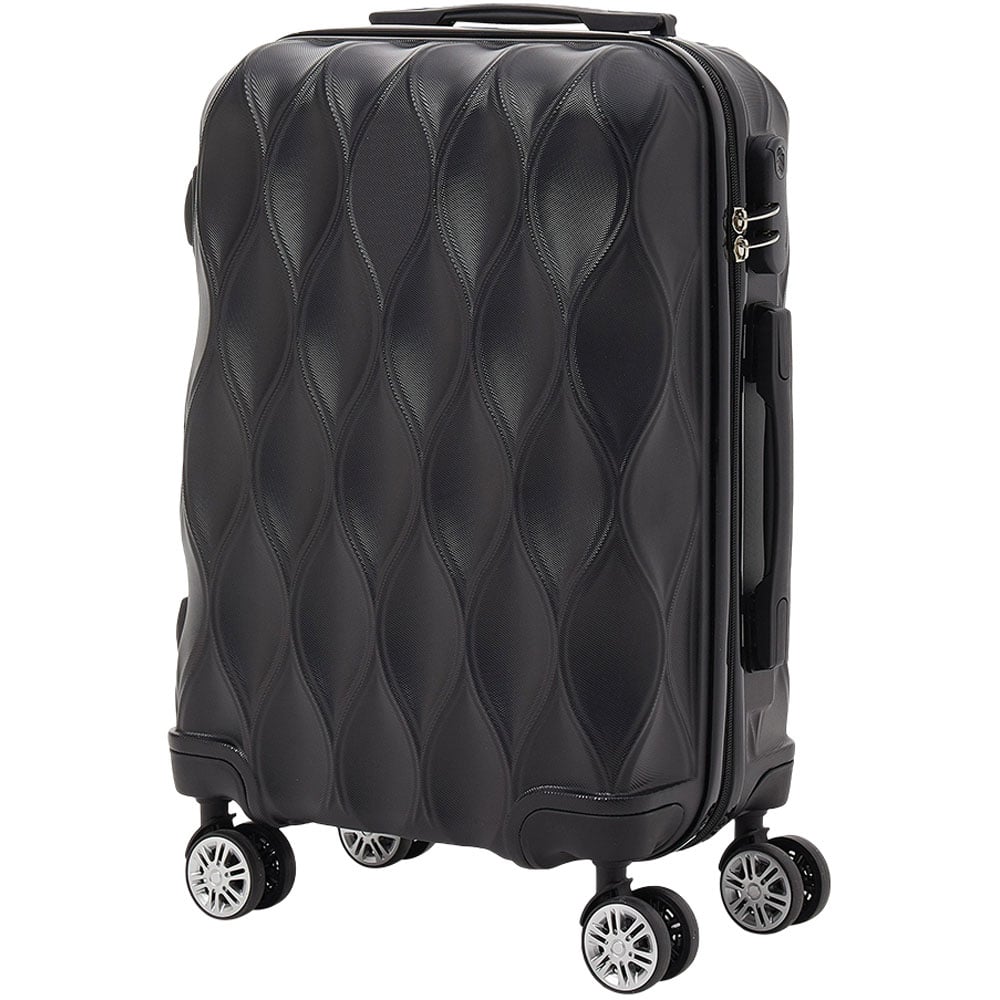 H&O Direct 2 Piece Black ABS Suitcase Set with Makeup Case Image 3