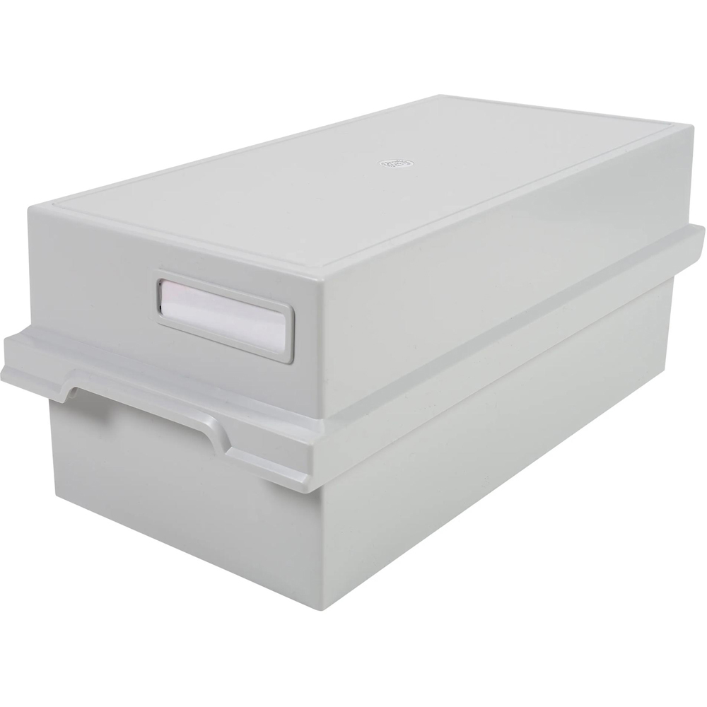 Exacompta Office Light Grey Card Index Tray with Lid Image 1