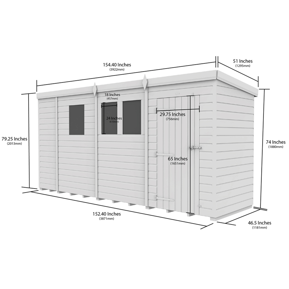 DIY Sheds 13 x 4ft Tongue and Groove Timber Pent Security Shed Image 8