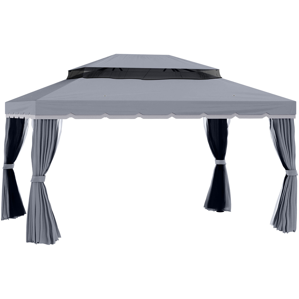 Outsunny 3 x 4m Dark Grey 2 Tier Roof Aluminium Garden Gazebo Image 2