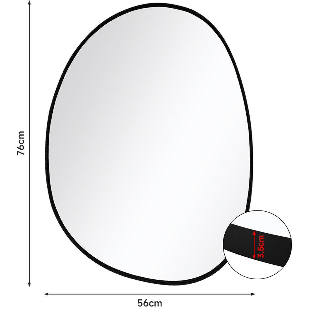 H&O Direct Decorative Black Irregular Wall Mirror with Metal Frame 76cm Image 5