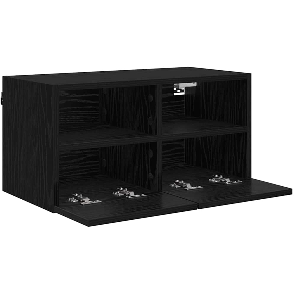 vidaXL 2 Door 2 Shelf Black Oak Wall Mounted TV Unit Set of 2 Image 5