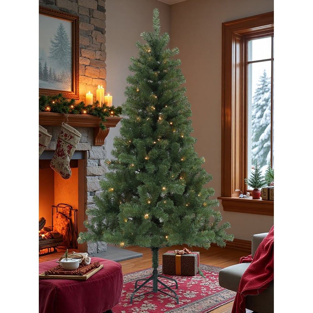 Festive Christmas 210 Warm White LED Pre-Lit Winter Fir Artificial Christmas Tree 7ft Image 5