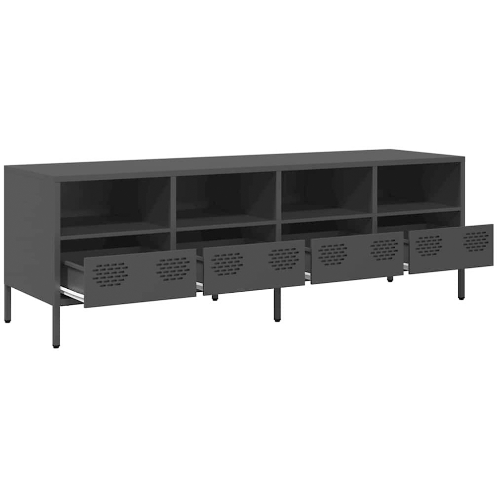 vidaXL 4 Drawer 4 Shelf Black Steel Industrial Style TV Cabinet Image 4