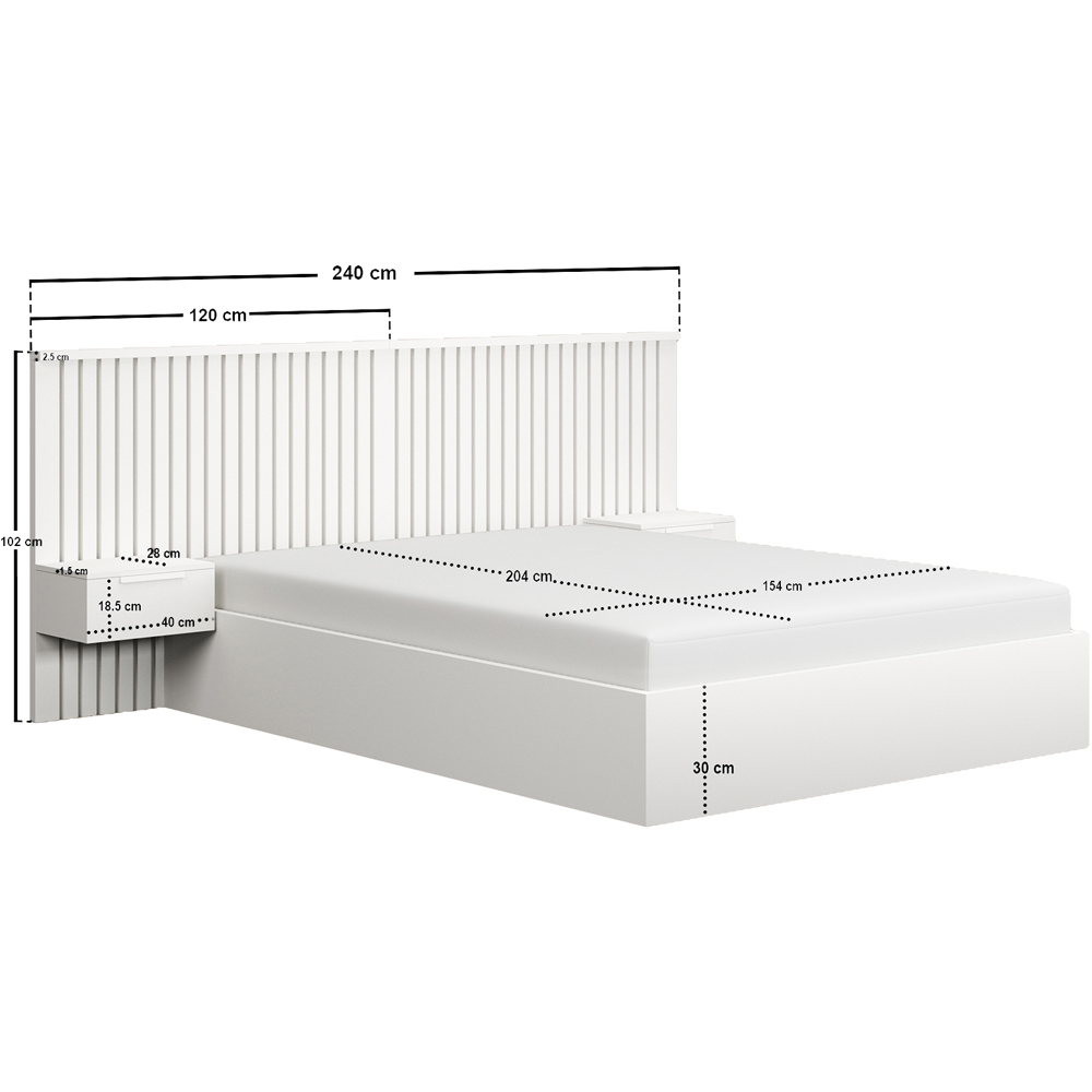 Solace+Co Taylor Double White Hotel Ottoman Bed with Side Table Image 6