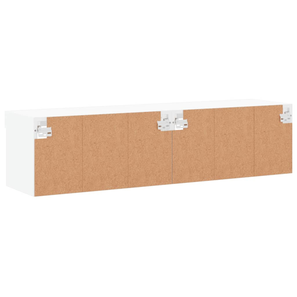 vidaXL Single Shelf White Wall Mounted LED TV Cabinet Set of 2 Image 6