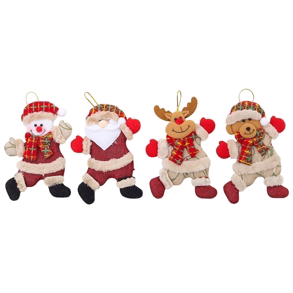Living and Home Snowman Santa Claus Christmas Tree Ornament 4 Pack Image 1
