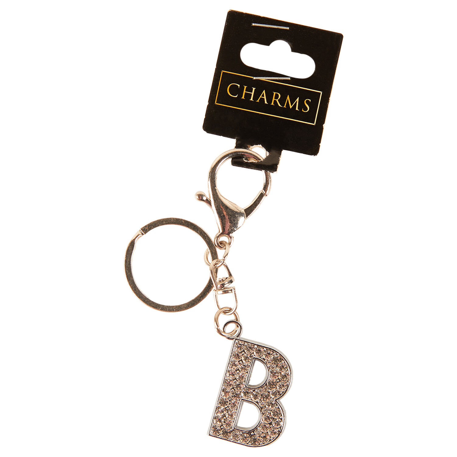 Letter Charm Keyring Silver B Image