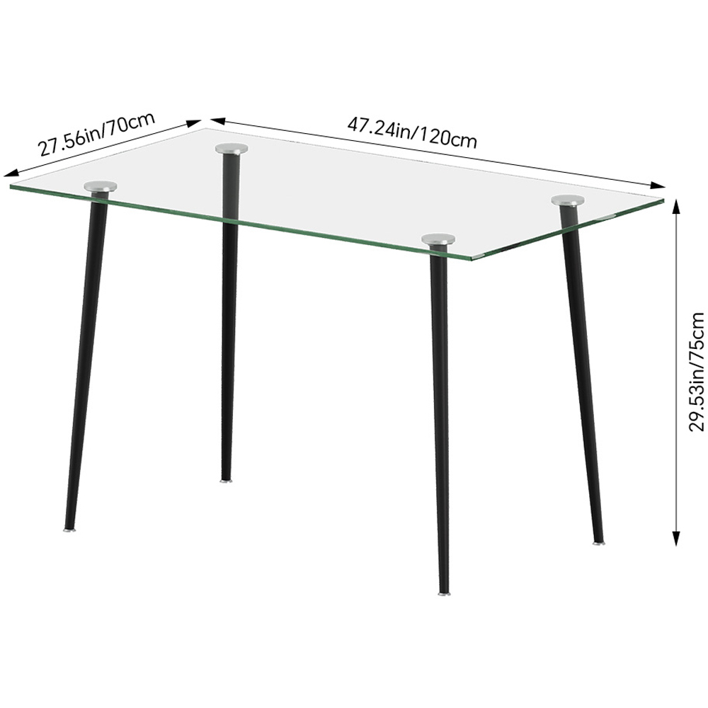 Living and Home 4 Seater Glass Top Dining Table Black Image 9