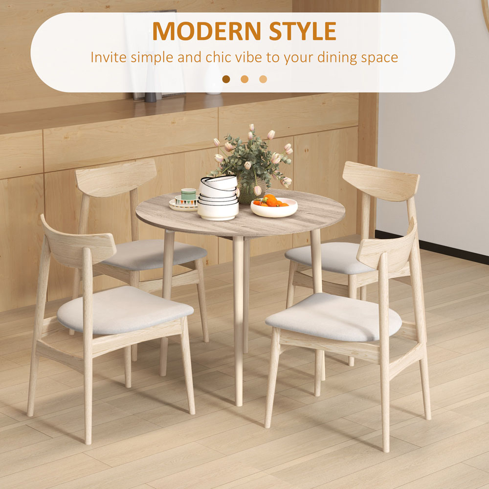 HOMCOM 4 Seater Natural Round Drop Leaf Dining Table Image 6