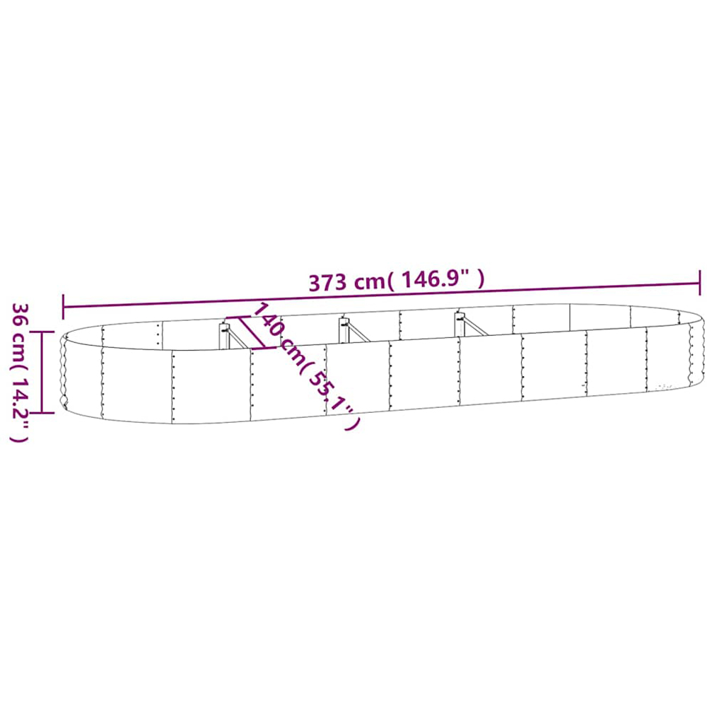 vidaXL Silver Galvanised Steel Raised Garden Bed 36 x 140 x 373cm Image 6