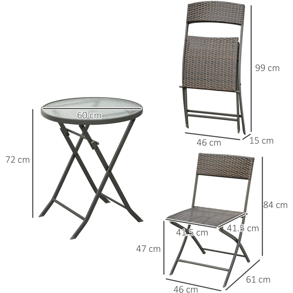 Outsunny 2 Seater Brown PE Rattan Bistro Set Image 7