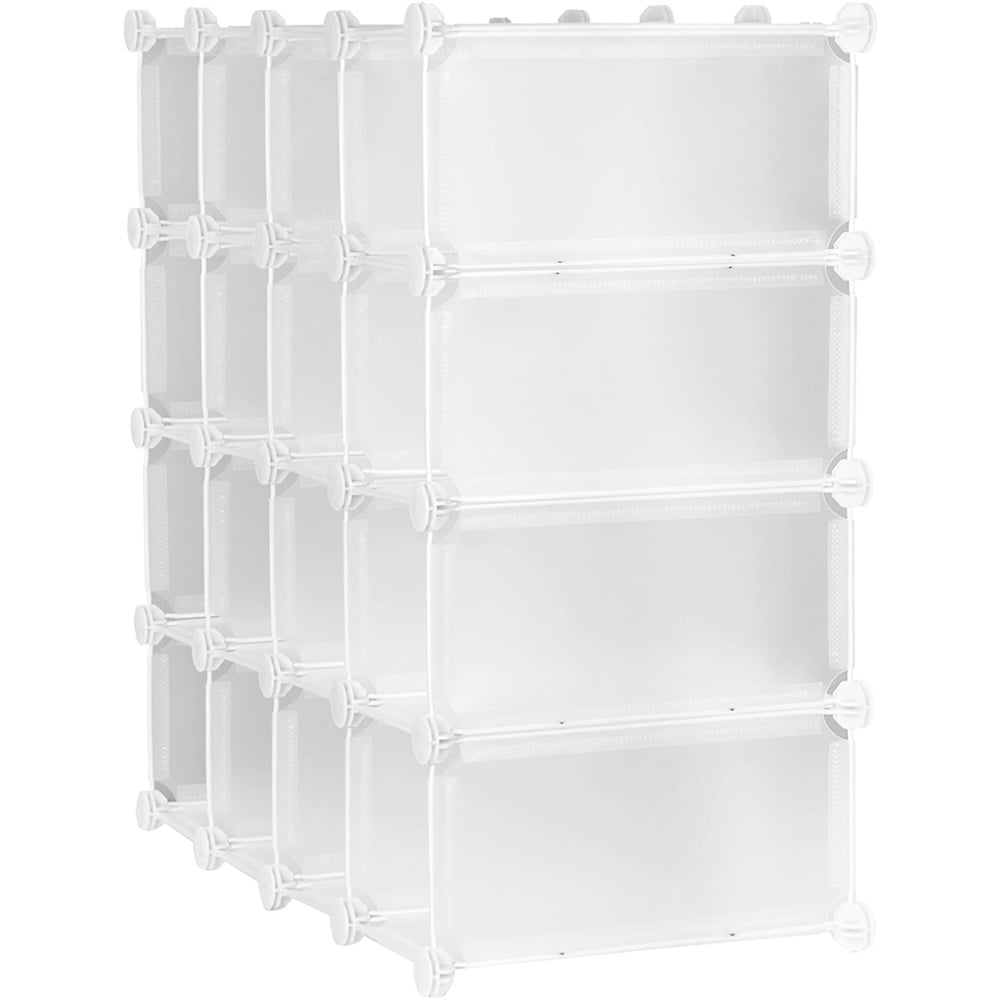 AMOS 16 Pair White Interlocking Cube Shoe Storage Rack Image 2