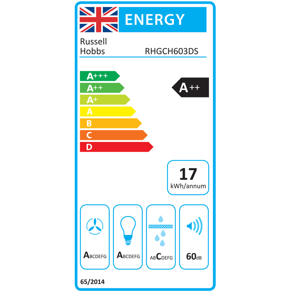 Russell Hobbs RHGCH603DS Midnight Collection 60cm T-Shaped Chimney Cooker Hood Image 8