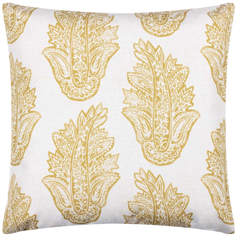 Paoletti Kalindi Saffron Paisley Floral UV and Water Resistant Outdoor Cushion Image 2