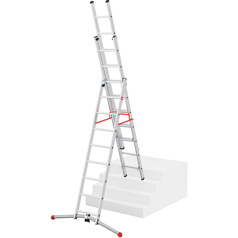Hailo 9309-507 Profilot S100 Pedal Adjustment 2 x 9 and 1 x 8 Rung Combination Ladder Image 3