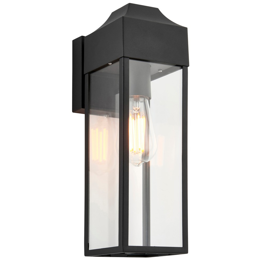 Merano Potenza Matt Black Clear Glass Outdoor Wall Lantern Image 3
