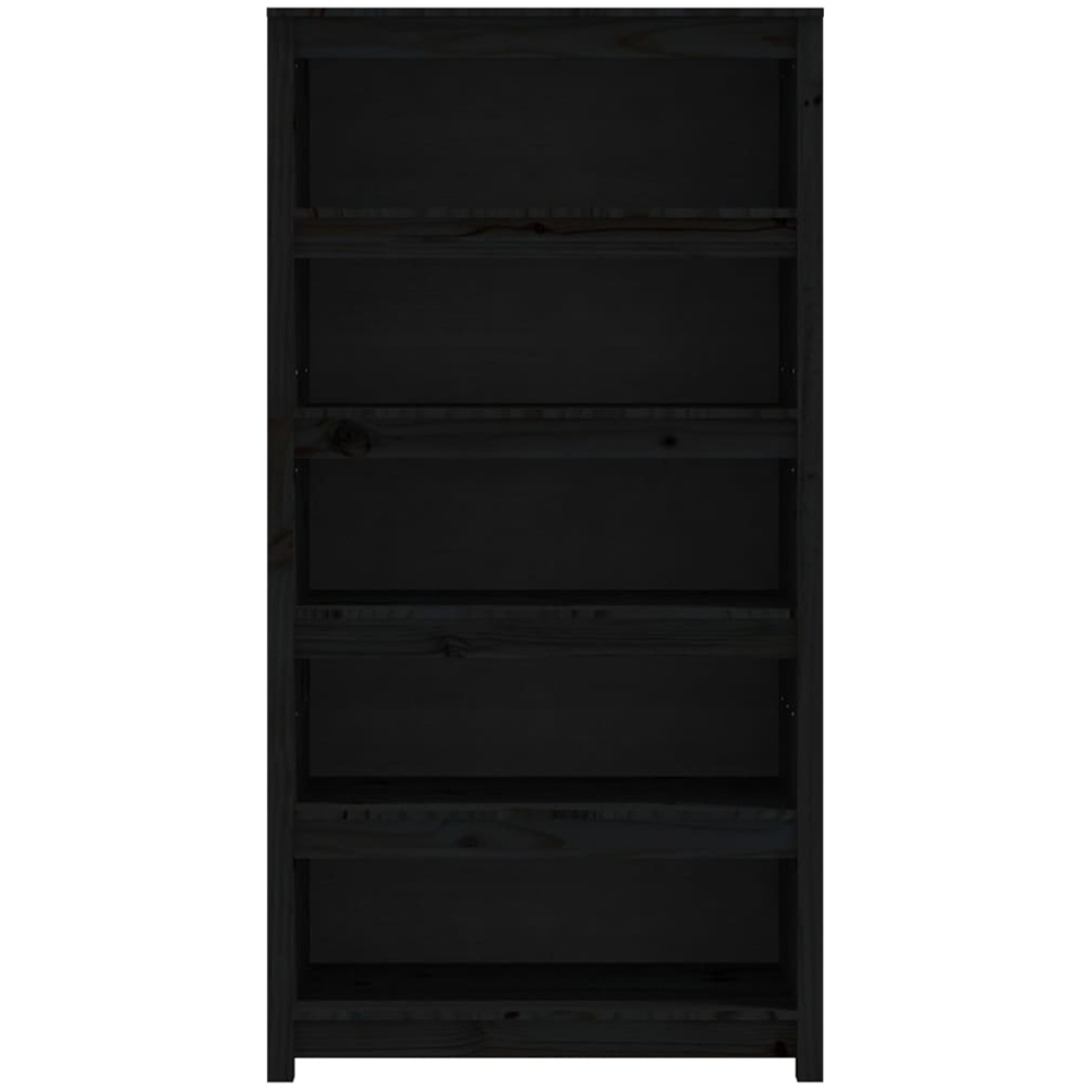 vidaXL 5 Shelf Black Solid Pine Wood Bookcase Image 3