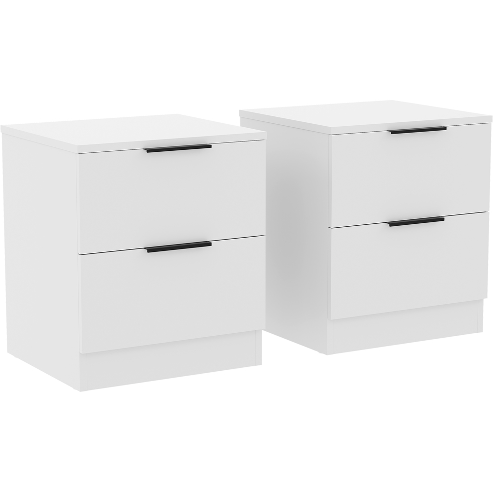 VIDA DESIGNS Trega 2 Drawer White Bedside Cabinet Set of 2 Image 3
