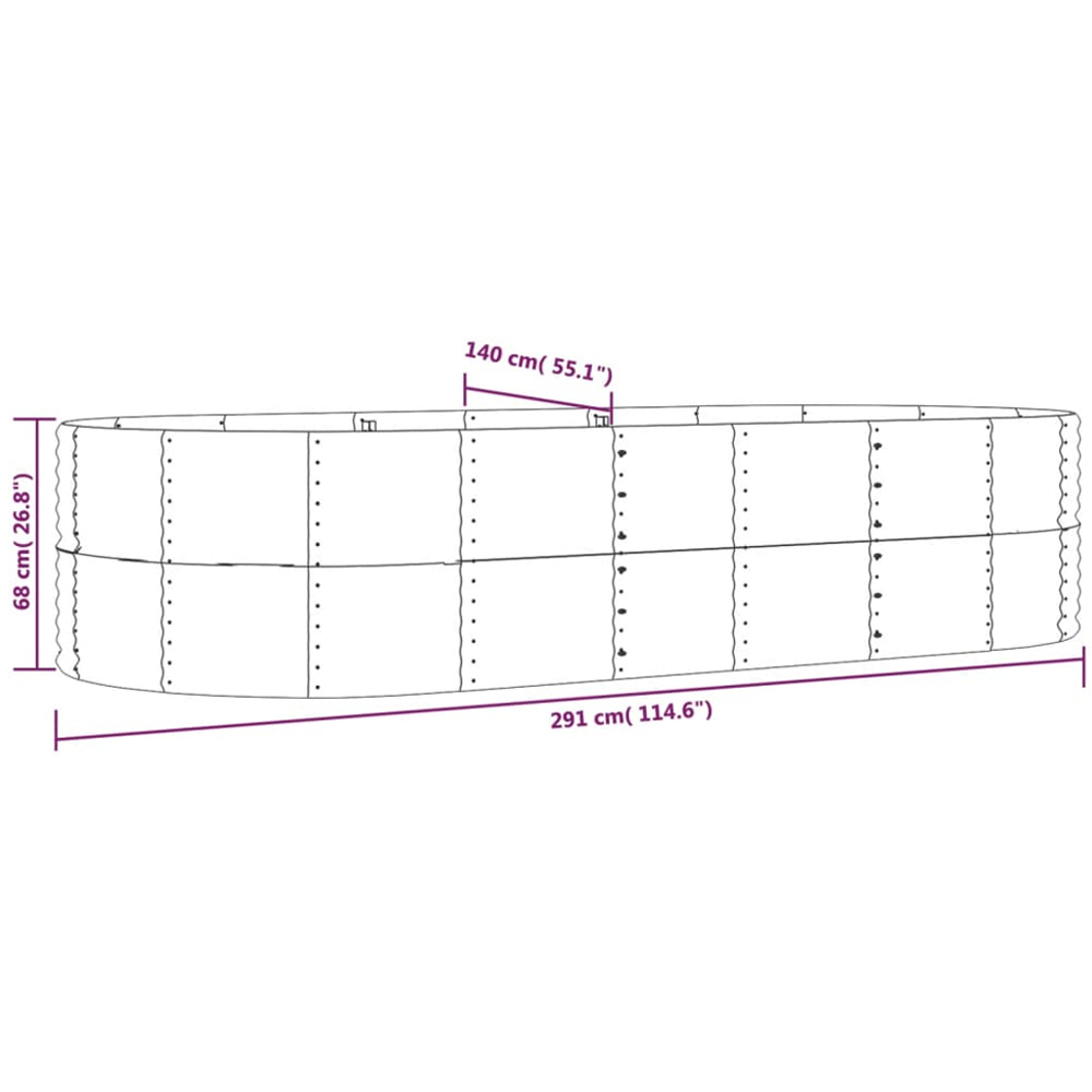 vidaXL Green Galvanised Steel Raised Garden Bed 68 x 140 x 291cm Image 5