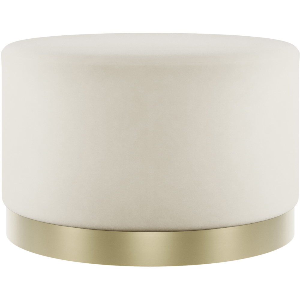 Lara Cream Velvet and Brushed Gold Large Pouffe Image 2