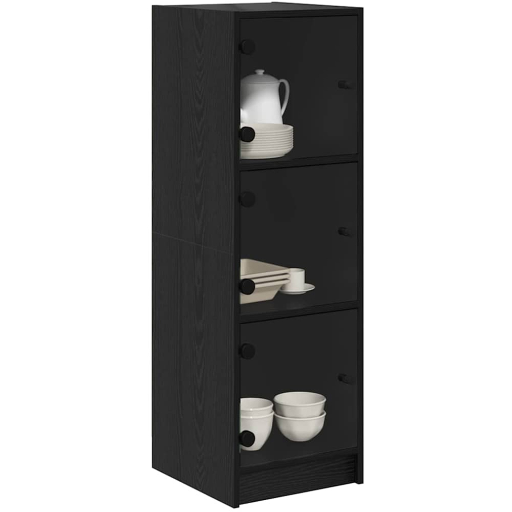 vidaXL Single Glass Door 3 Shelf Black Highboard Image 3