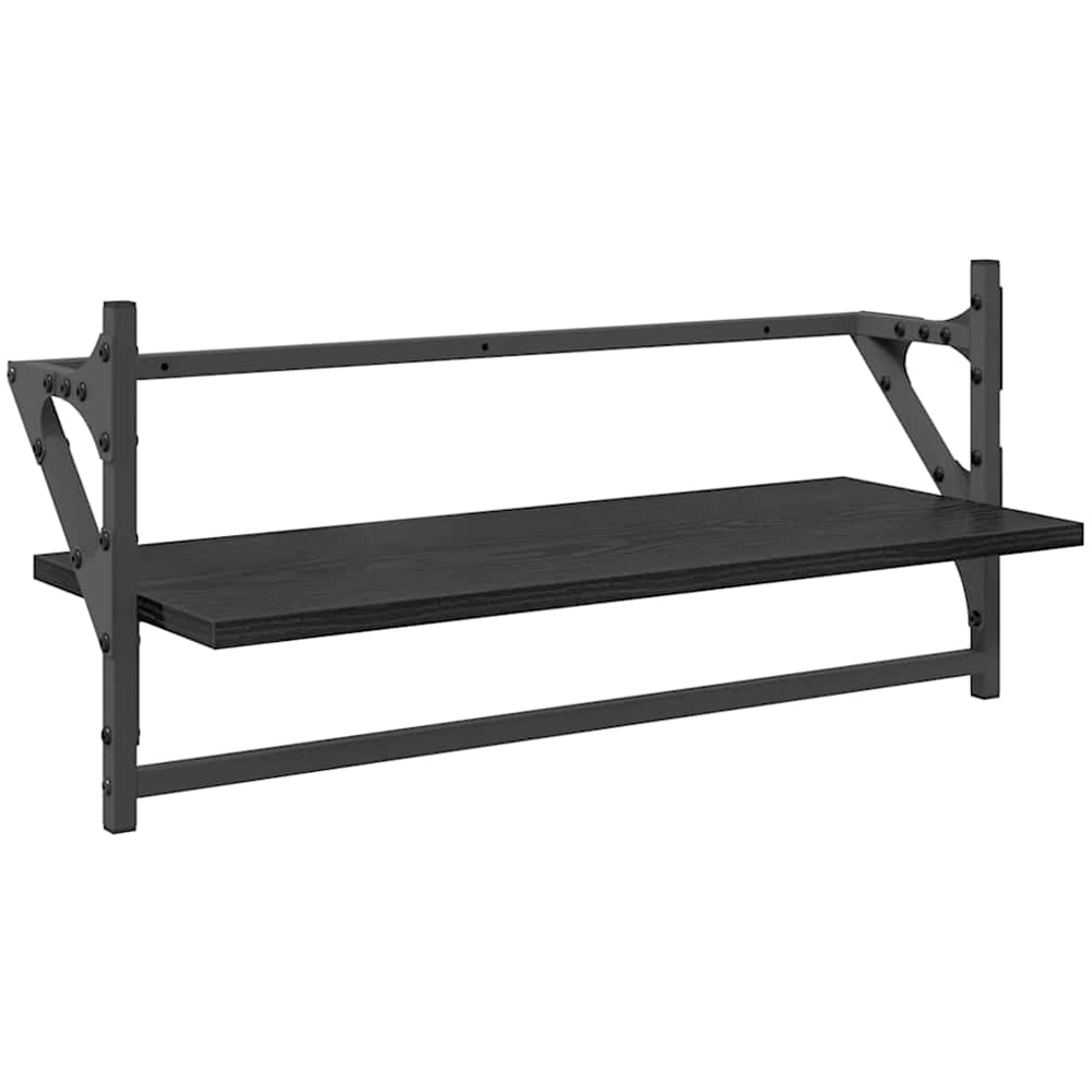 vidaXL 9 Shelf Black Oak Wall Shelf Set of 6 Image 5
