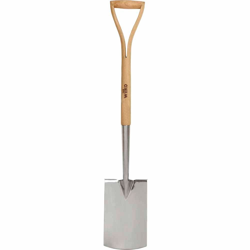 Wilko Wood Handle Stainless Steel Digging Spade Image 1