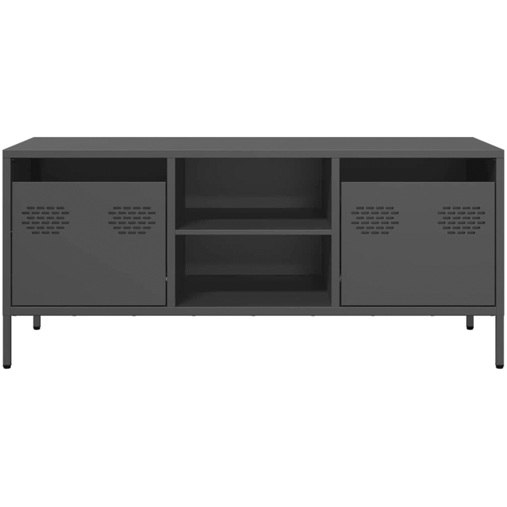vidaXL 2 Drawer 2 Shelf Black Steel Industrial Style TV Cabinet Image 3