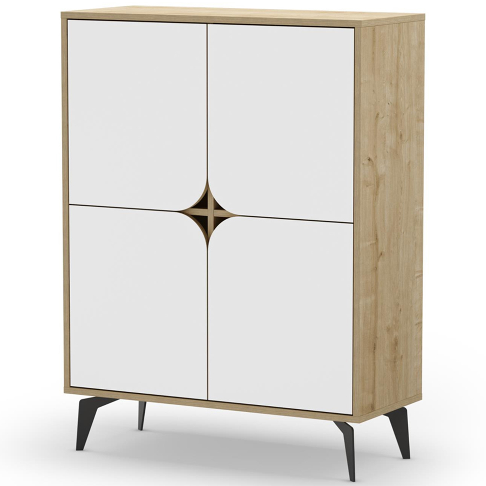 Decortie Spark 4 Door Sapphire Oak and White Cabinet Image 3