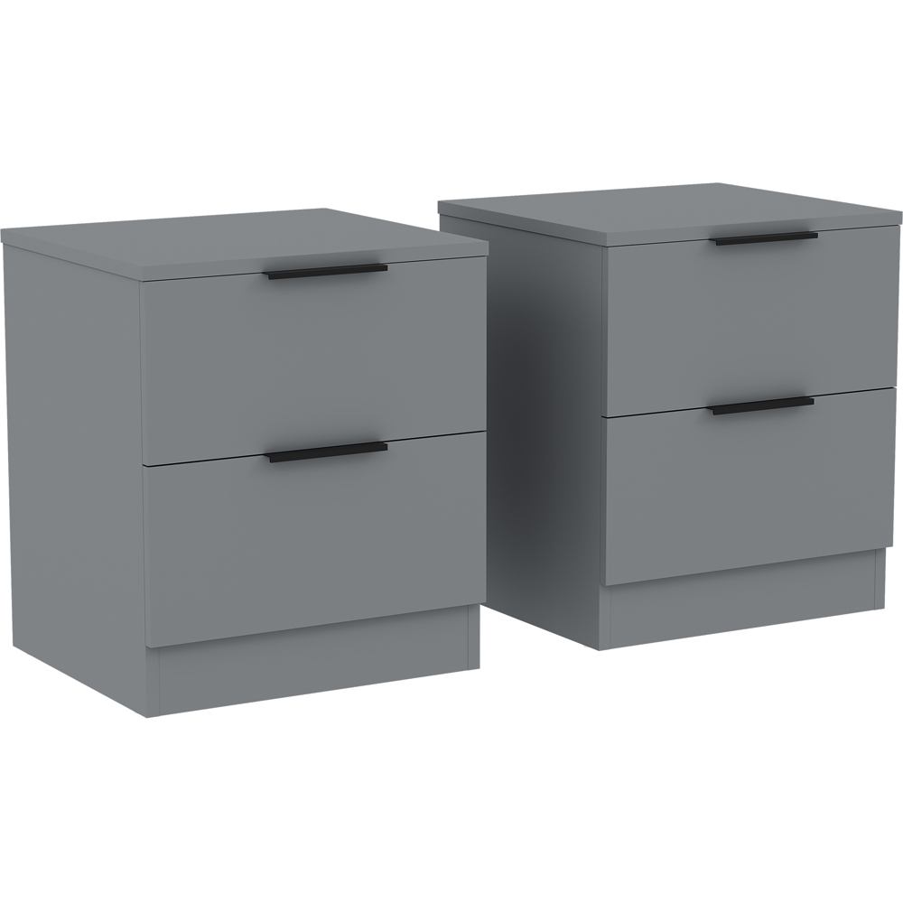VIDA DESIGNS Trega 2 Drawer Grey Bedside Cabinet Set of 2 Image 3
