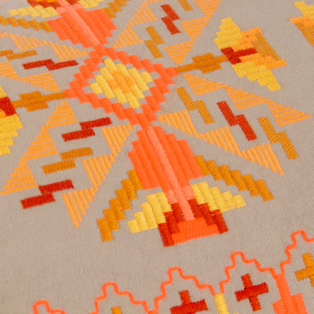 furn. Kalina Orange Embroidered Cushion Image 4