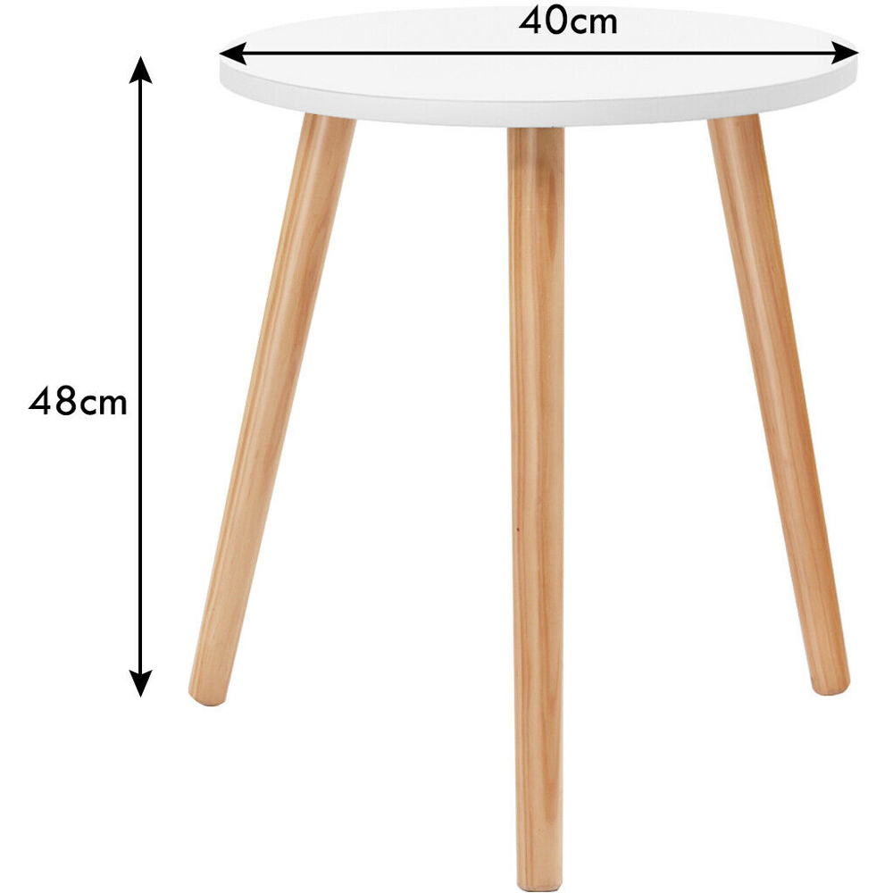 Costway White Natural Wood Legs Round Side Table Image 9