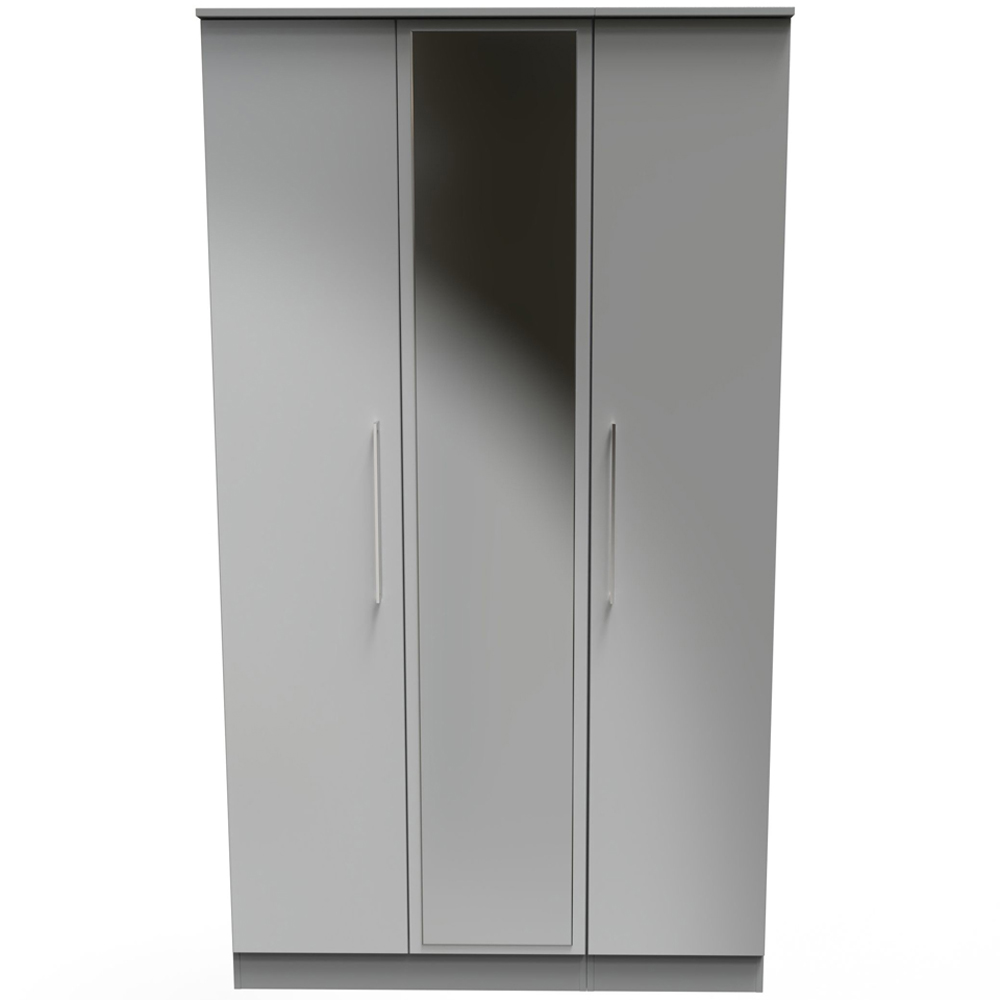 Crowndale Worcester 3 Door Uniform Gloss and Dusk Grey Mirrored Wardrobe Ready Assembled Image 3