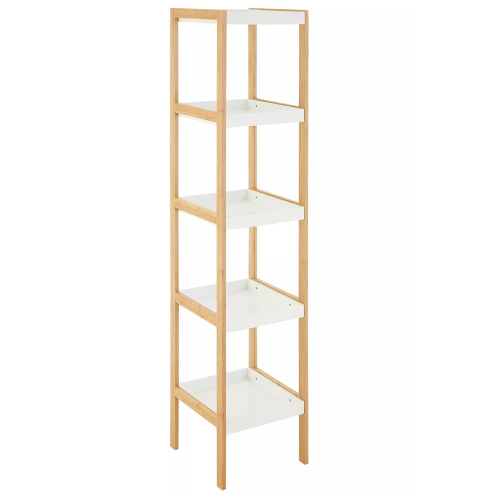 Premier Housewares Nostra 5 Shelf White and Natural Bookshelf Image 2