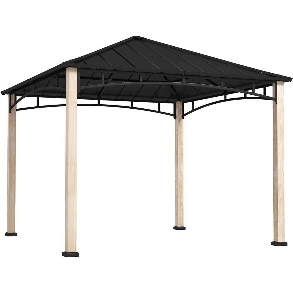Outsunny 3 x 3m Wood Grain Frame Hard Top Gazebo with Metal Roof Image 2