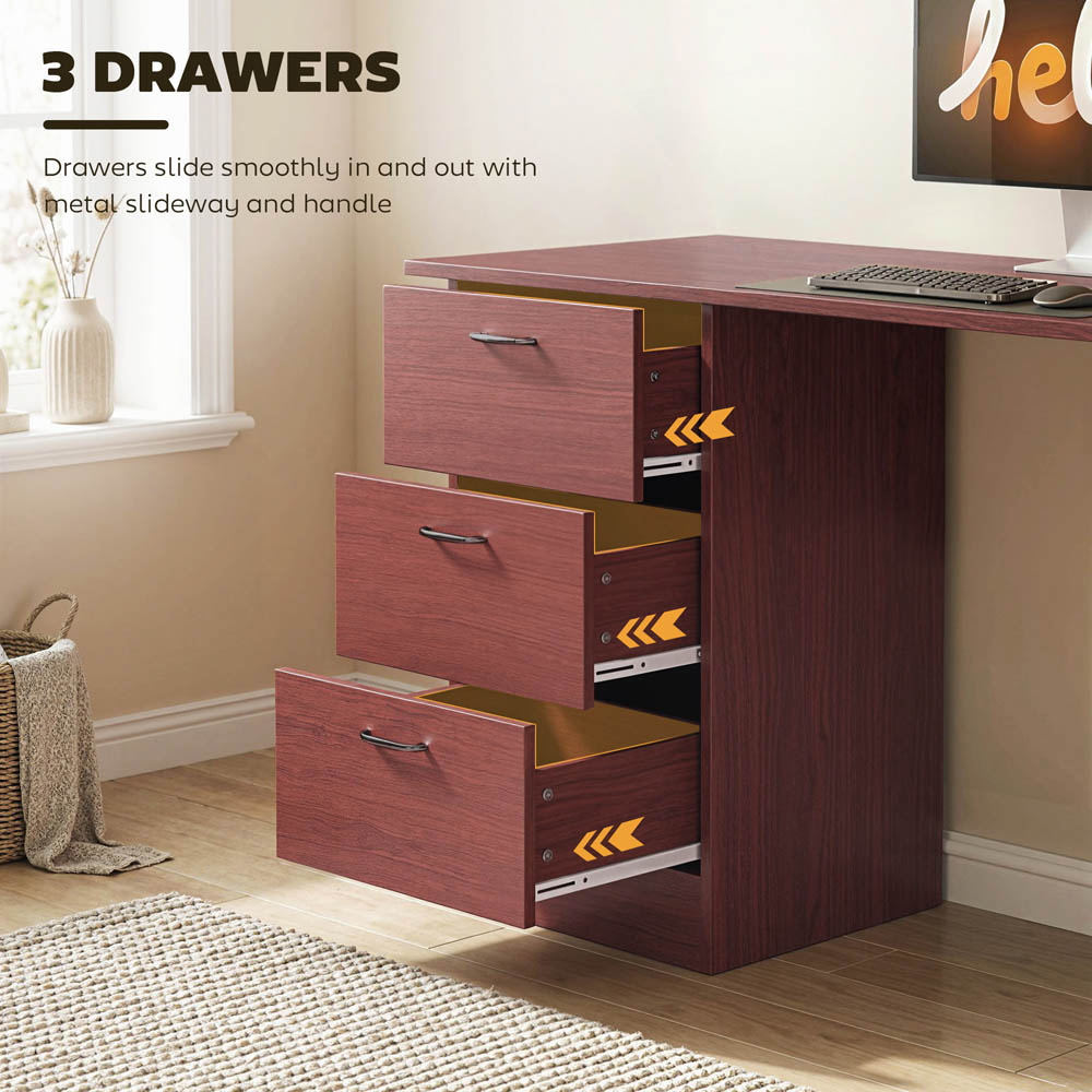 Portland 3 Drawer 3 Shelf Customisable Computer Desk Walnut Image 8