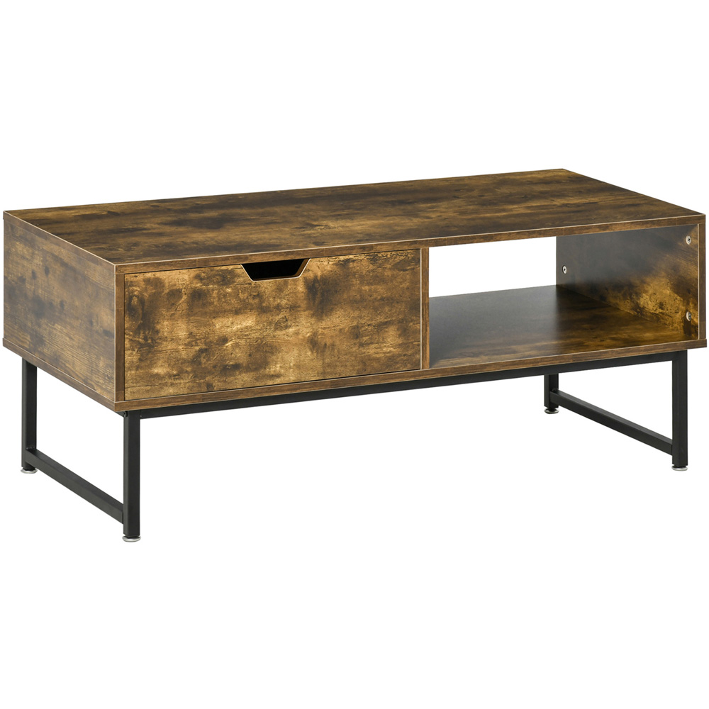 Portland Single Drawer Rustic Brown Coffee Table Image 2