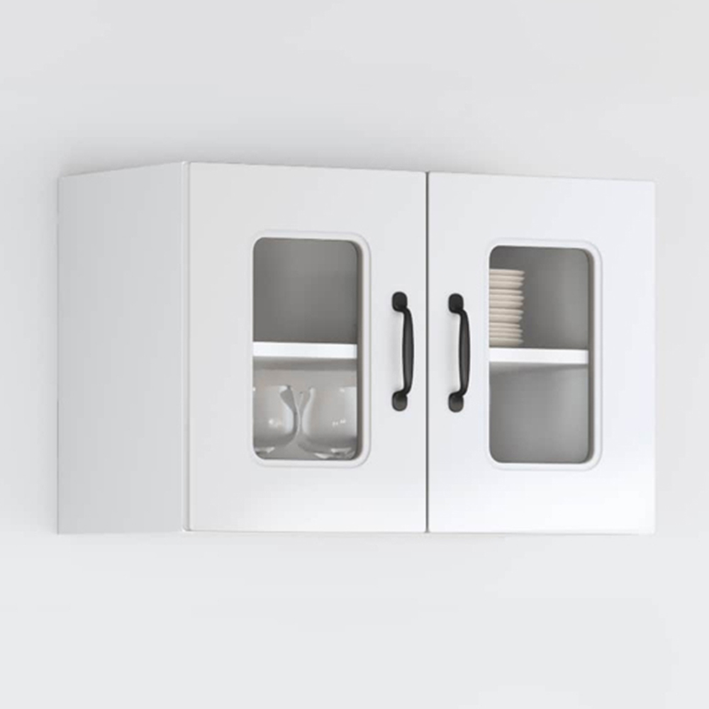 vidaXL Kalmar 2 Door High Gloss White Wall Kitchen Cabinet 2 Pack Image 1