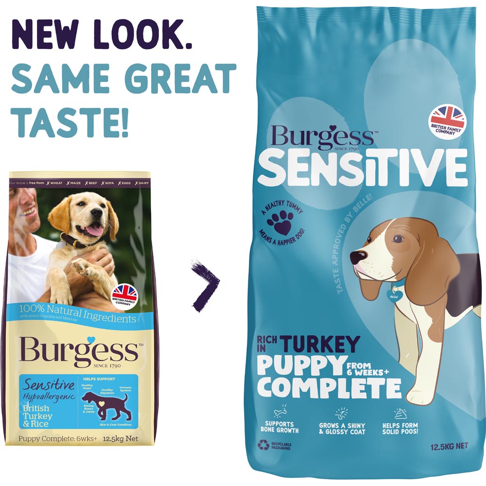 Burgess Sensitive Hypoallergenic Puppy Complete Turkey and Rice Dog Food 12.5kg Image 2