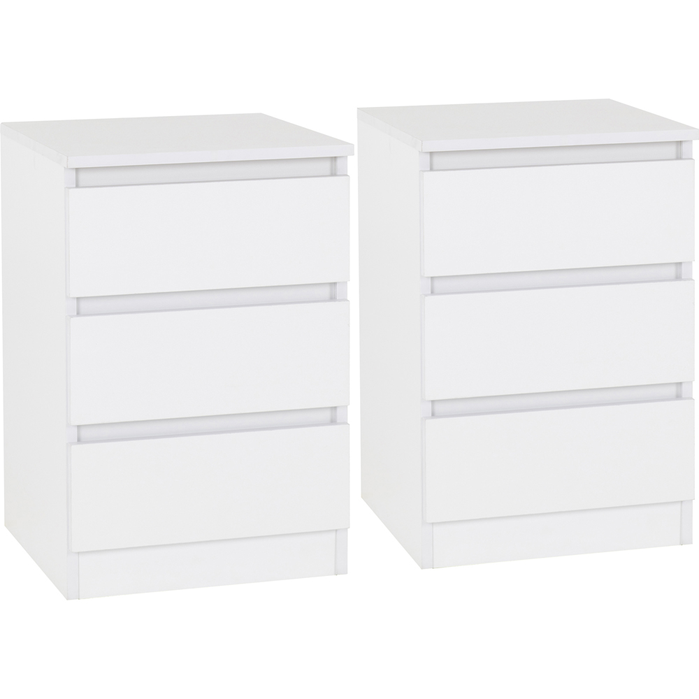 Seconique Malvern 3 Drawer White Bedside Table Set of 2 Image 2