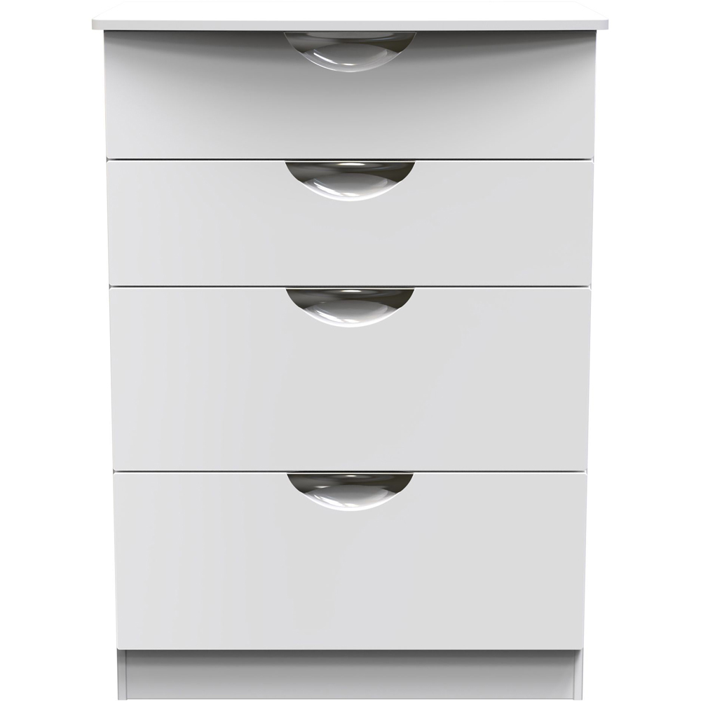Crowndale Camden 4 Drawer White Gloss and White Deep Chest of Drawers Ready Assembled Image 2