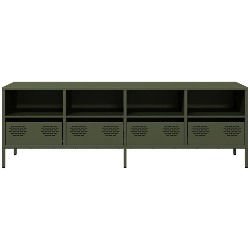vidaXL 4 Drawer 4 Shelf Olive Green Steel TV Cabinet Image 3