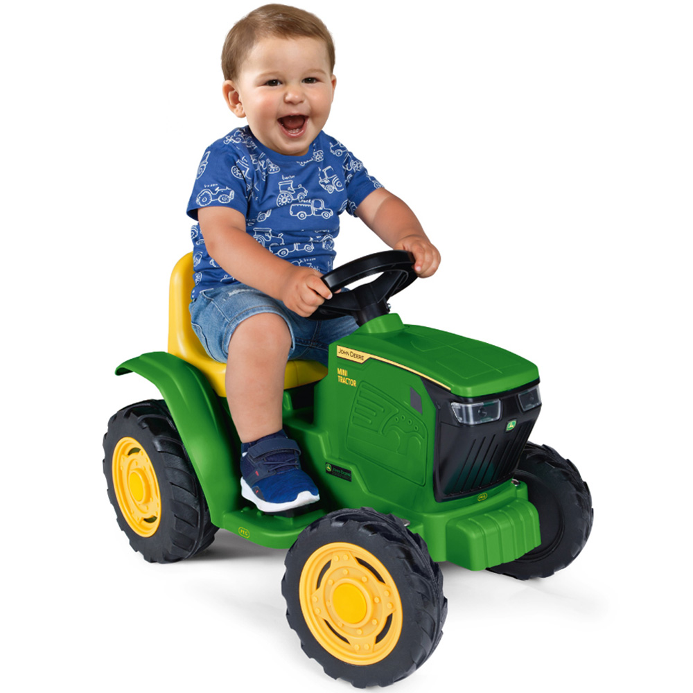 PEG John Deere Kids Electric Ride-On Mini Tractor with LED Lights Green and Yellow 6V Image 5