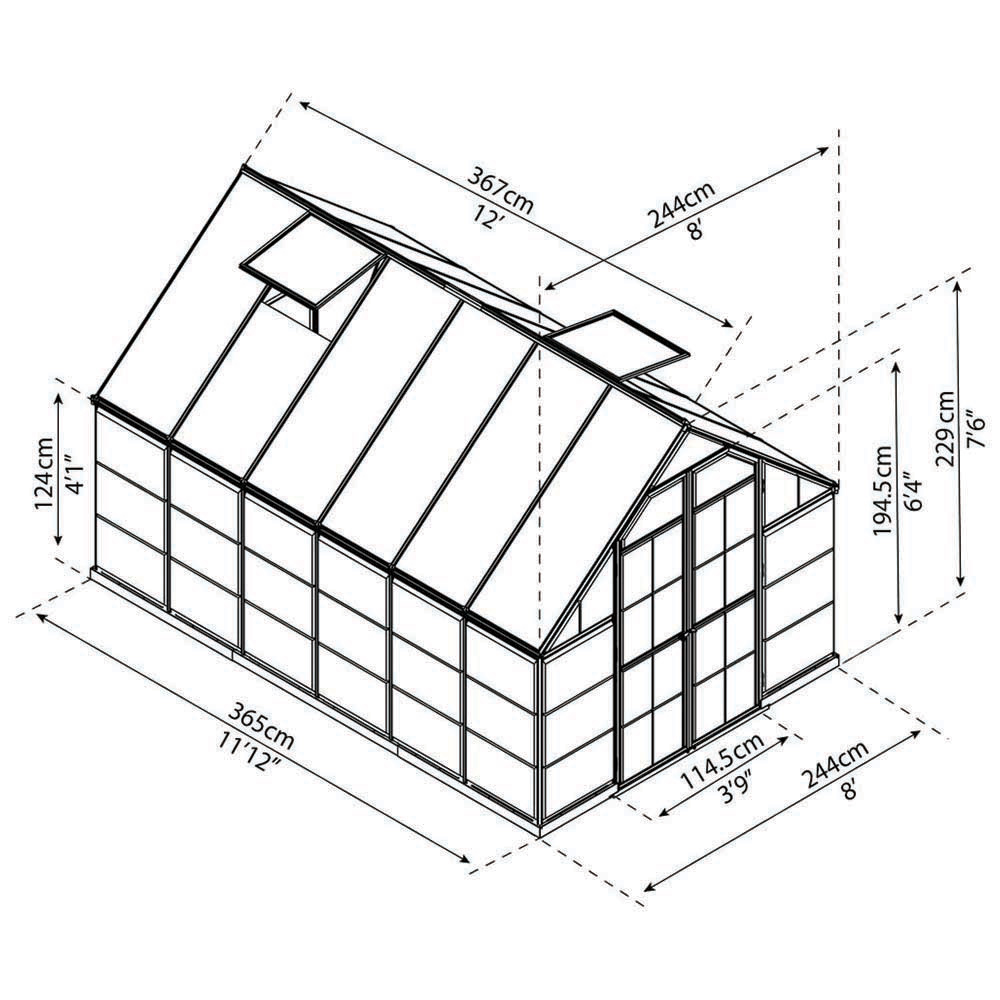 Palram Canopia Balance Green Polycarbonate 8 x 12ft Greenhouse Image 7