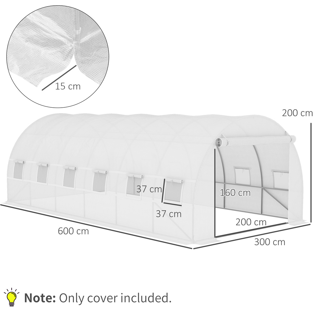 Outsunny White 19.6 x 6.5ft Replacement Greenhouse Cover Image 8