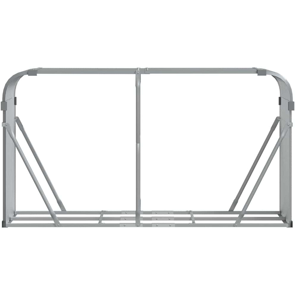 vidaXL Grey Galvanised Steel Firewood Log Holder 100 x 180 x 45cm Image 3