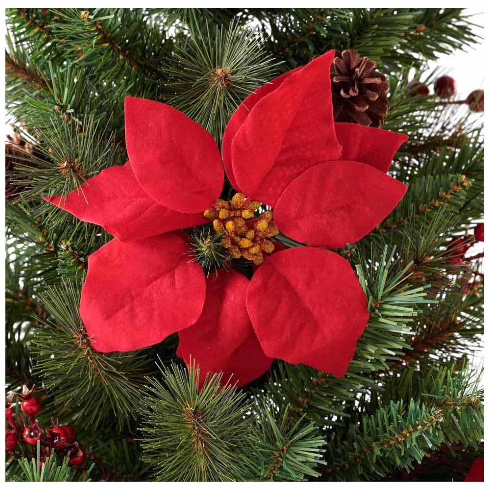 Wilko 3ft Poinsettia Decorated Artificial Christmas Tree Image 6