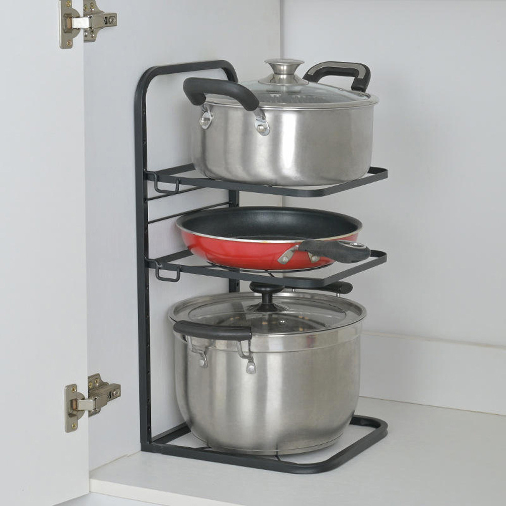 Living and Home 3 Tier Kitchen Pot Pan Organiser Rack Image 5