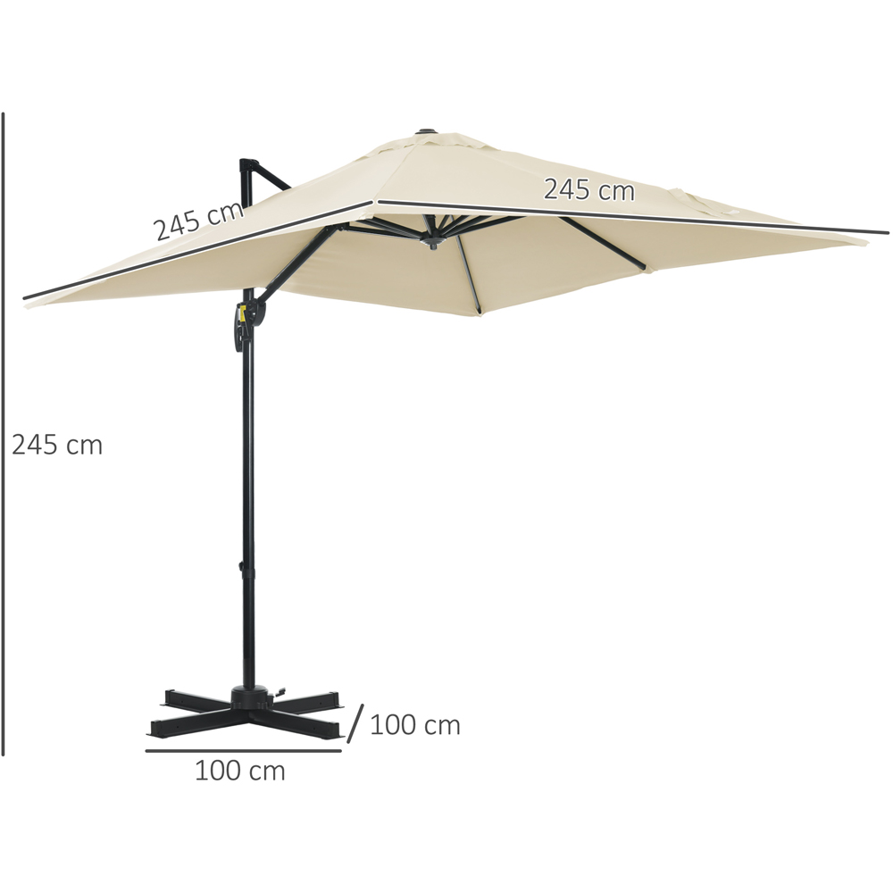 Outsunny Cream White Crank Handle Cantilever Parasol 2.5m Image 7